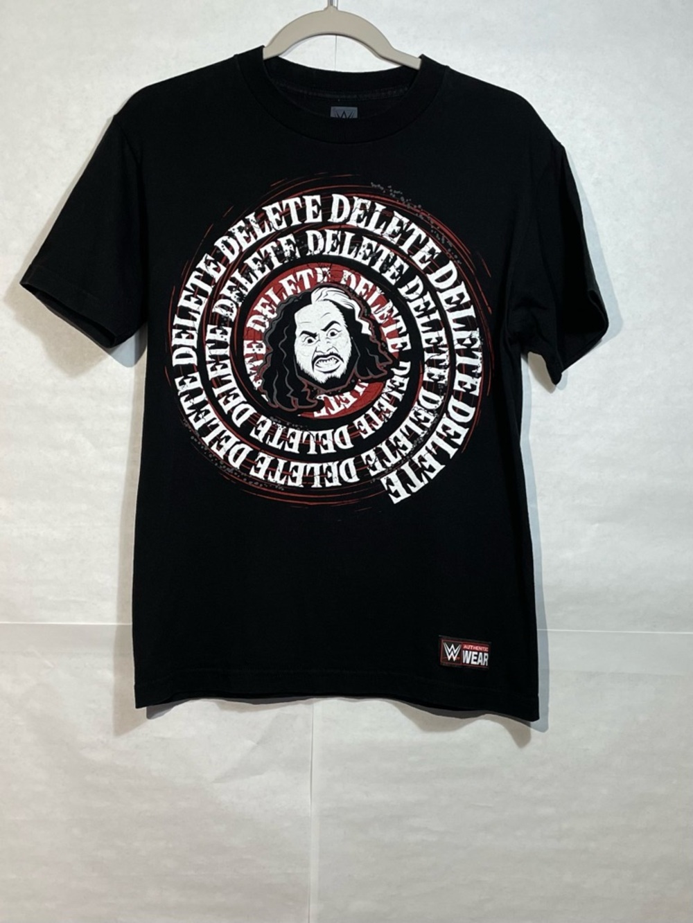 WWE Men’s Small Black Matt Hardy 'DELETE' Spiral Graphic Tee GUC